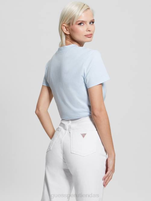 GUESS camiseta con logo de triángulo ecológico mujer 0P8X1594 helio vestir