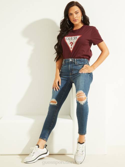 GUESS camiseta con logo de triángulo ecológico mujer 0P8X1704 vino místico vestir