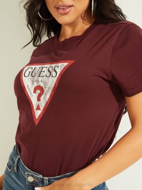 GUESS camiseta con logo de triángulo ecológico mujer 0P8X1704 vino místico vestir
