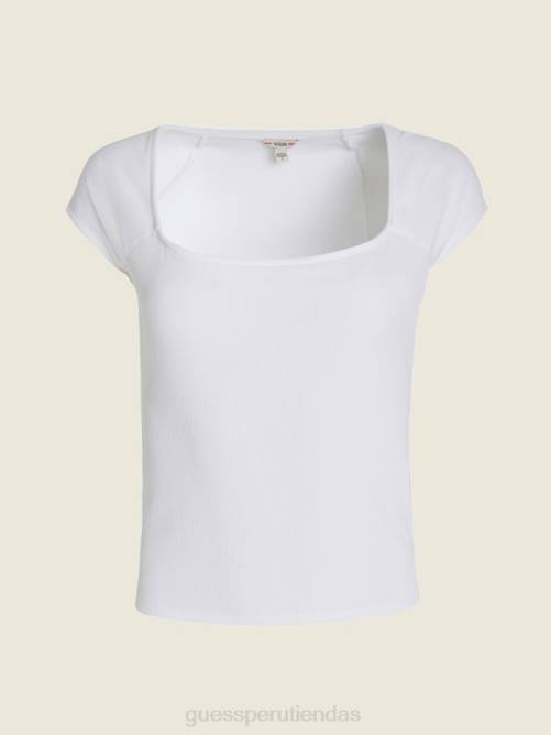 GUESS camiseta con logo escrito mujer 0P8X1652 blanco puro vestir