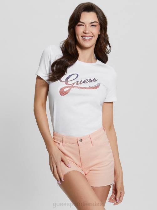 GUESS camiseta con logo sombreado ecológico mujer 0P8X1387 blanco puro vestir