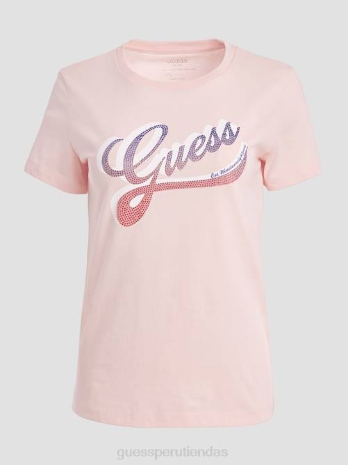 GUESS camiseta con logo sombreado ecológico mujer 0P8X1459 rosa tranquilo vestir