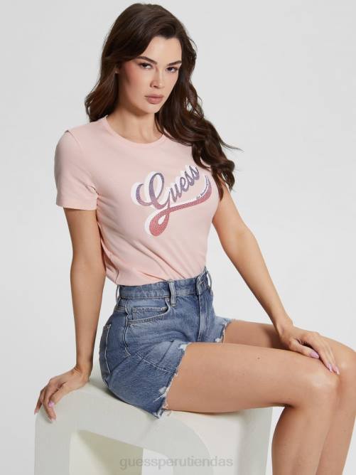 GUESS camiseta con logo sombreado ecológico mujer 0P8X1459 rosa tranquilo vestir