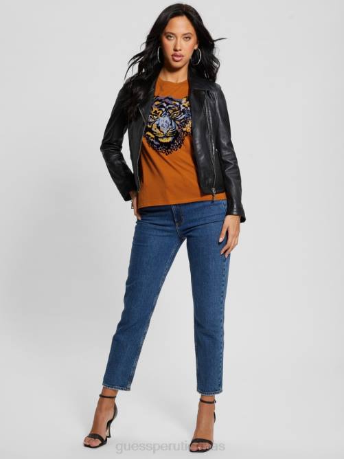 GUESS camiseta con tigre y diamantes de imitación mujer 0P8X964 floración de otoño vestir