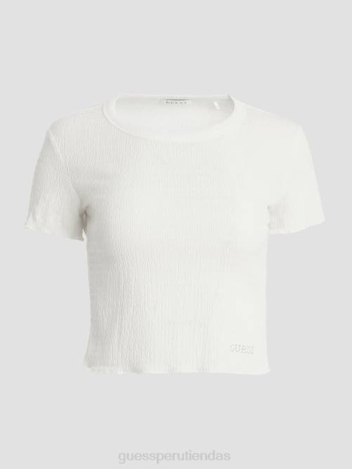 GUESS camiseta de bebé fruncida mujer 0P8X1169 blanco puro vestir