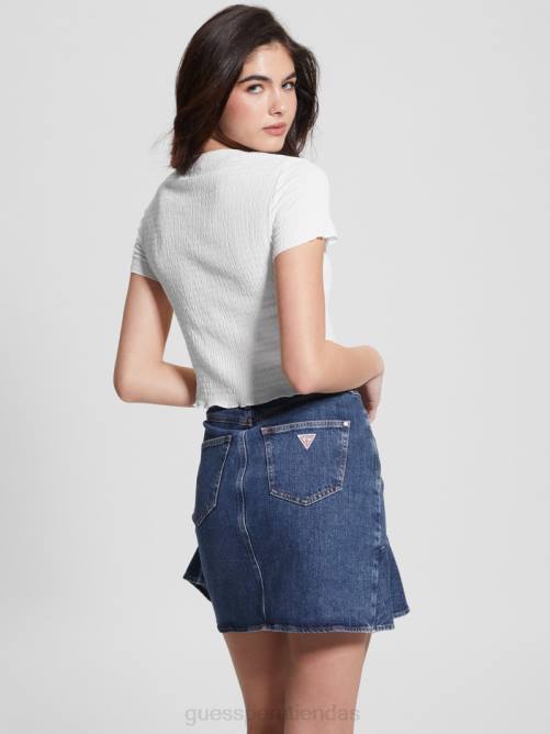 GUESS camiseta de bebé fruncida mujer 0P8X1169 blanco puro vestir