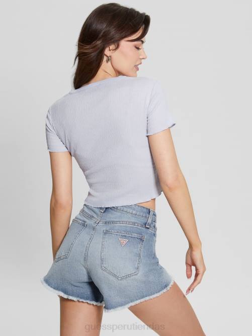 GUESS camiseta de bebé fruncida mujer 0P8X1294 azul de las vías respiratorias vestir