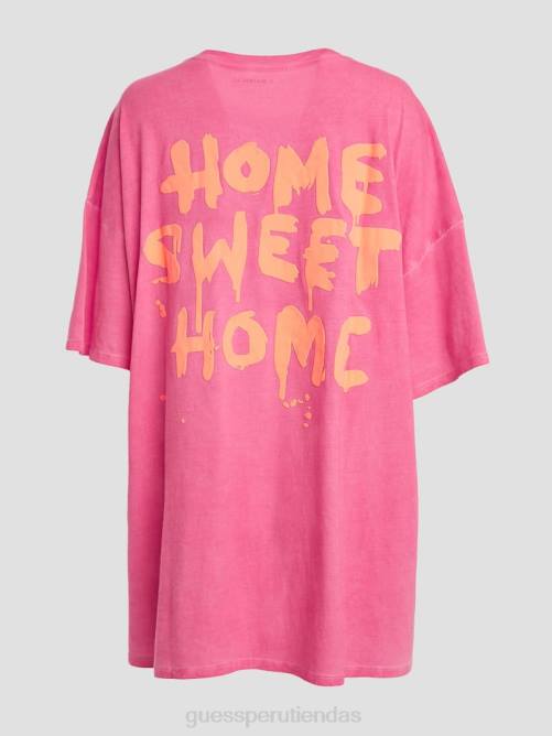GUESS camiseta de salón hogar dulce hogar mujer 0P8X1037 llamativo rosa fucsia mul vestir