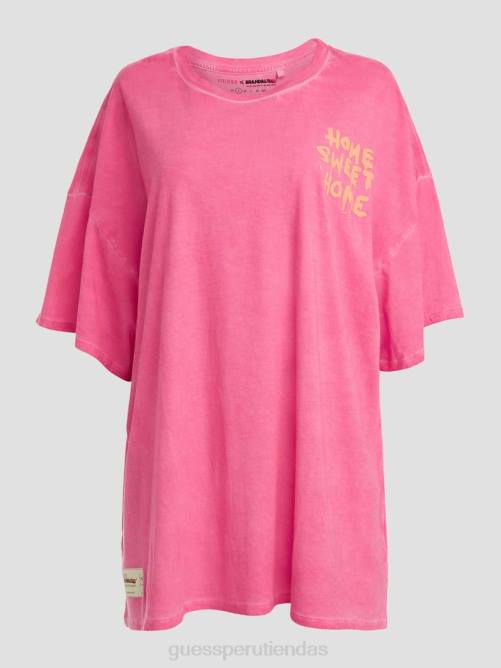 GUESS camiseta de salón hogar dulce hogar mujer 0P8X1037 llamativo rosa fucsia mul vestir