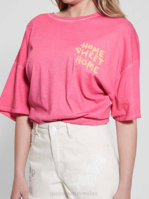 GUESS camiseta de salón hogar dulce hogar mujer 0P8X1037 llamativo rosa fucsia mul vestir