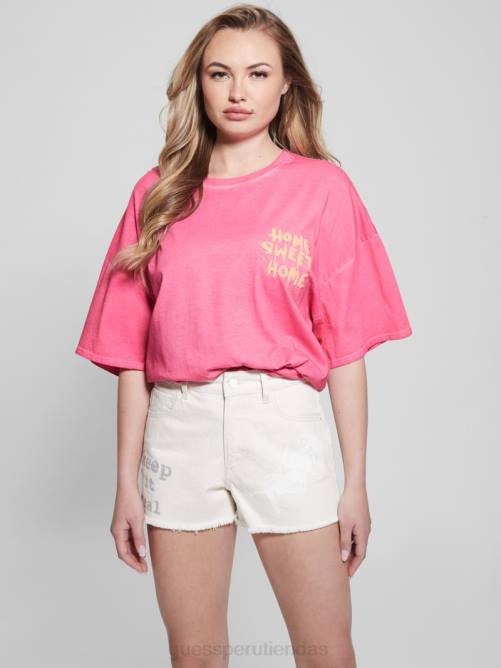 GUESS camiseta de salón hogar dulce hogar mujer 0P8X1037 llamativo rosa fucsia mul vestir