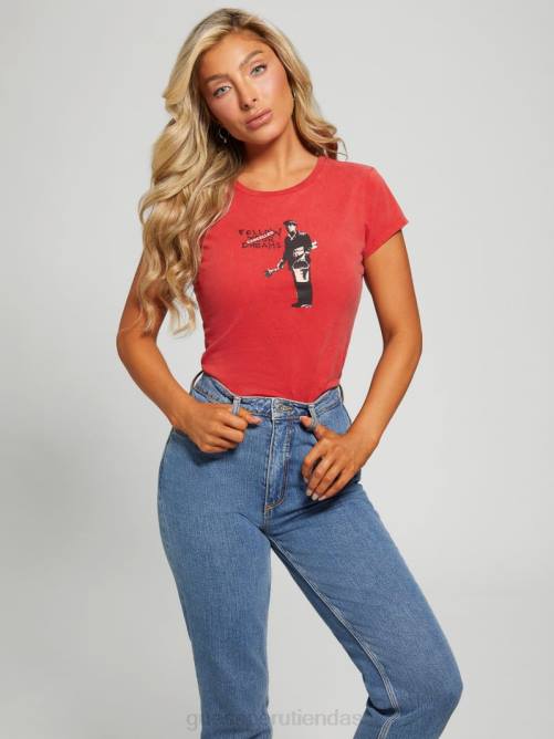 GUESS camiseta de sueños cancelados mujer 0P8X1293 rojo sensual vestir