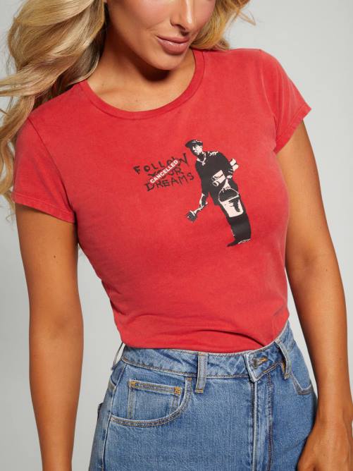 GUESS camiseta de sueños cancelados mujer 0P8X1293 rojo sensual vestir