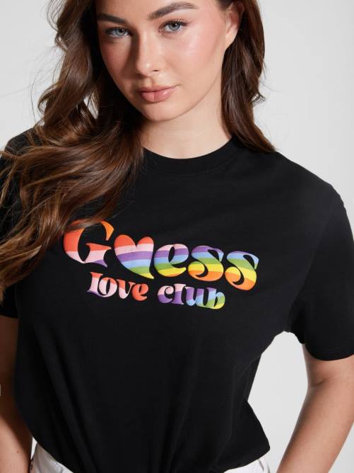 GUESS camiseta del club de amor mujer 0P8X1112 negro vestir