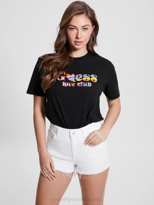 GUESS camiseta del club de amor mujer 0P8X1112 negro vestir
