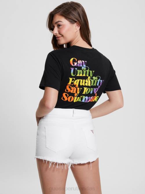 GUESS camiseta del club de amor mujer 0P8X1112 negro vestir