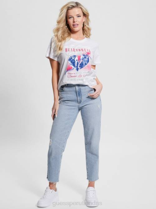 GUESS camiseta disco ecológica con cuello redondo mujer 0P8X1277 blanco puro vestir