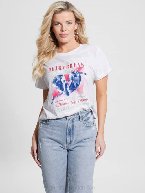 GUESS camiseta disco ecológica con cuello redondo mujer 0P8X1277 blanco puro vestir