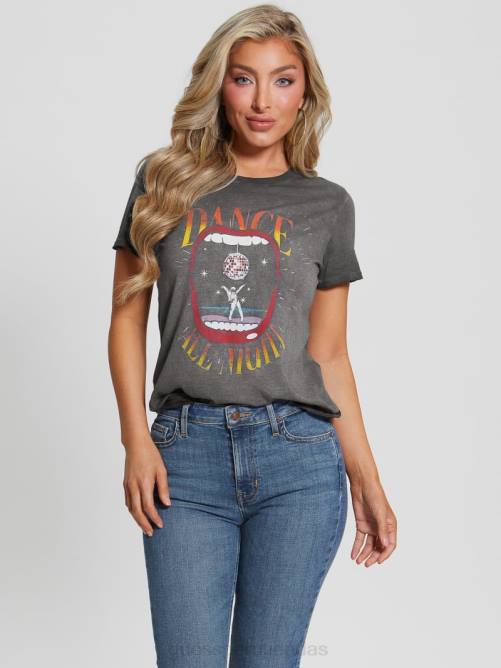 GUESS camiseta eco dance toda la noche mujer 0P8X985 negro azabache multicolor vestir