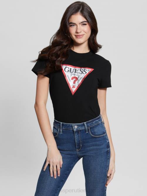 GUESS camiseta ecológica clásica con logo mujer 0P8X1579 negro azabache vestir