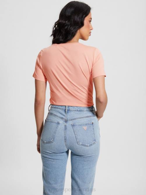 GUESS camiseta ecológica con cuello redondo y logo de strass mujer 0P8X962 rosa en polvo vestir