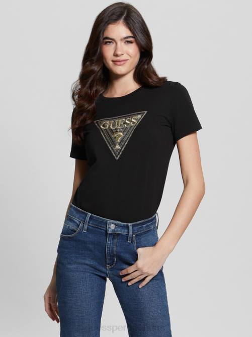 GUESS camiseta ecológica con logo de lentejuelas en varios tonos mujer 0P8X1478 negro vestir