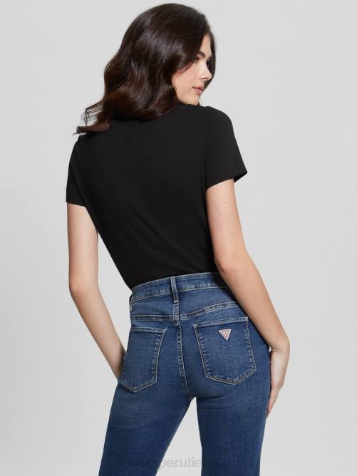GUESS camiseta ecológica con logo de lentejuelas en varios tonos mujer 0P8X1478 negro vestir