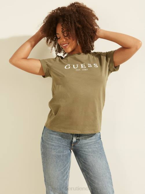 GUESS camiseta ecológica con logo en los puños mujer 0P8X1602 sabio del ejército vestir