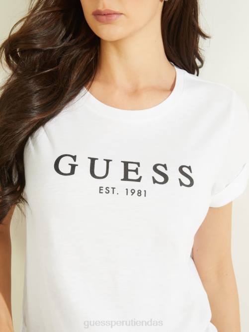 GUESS camiseta ecológica con logo y puños mujer 0P8X1041 blanco puro vestir