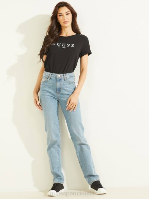 GUESS camiseta ecológica con logo y puños mujer 0P8X1211 negro vestir