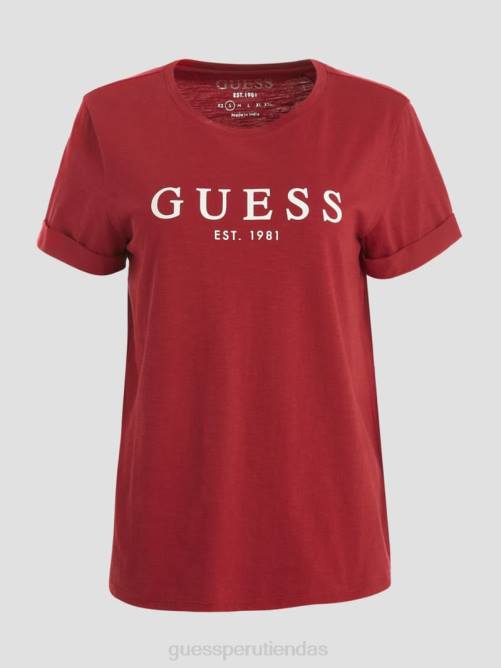 GUESS camiseta ecológica con logo y puños mujer 0P8X1721 jugo de remolacha rojo vestir