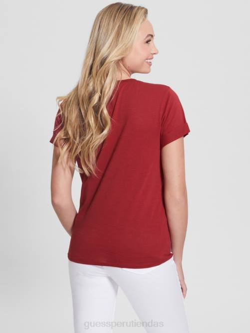 GUESS camiseta ecológica con logo y puños mujer 0P8X1721 jugo de remolacha rojo vestir
