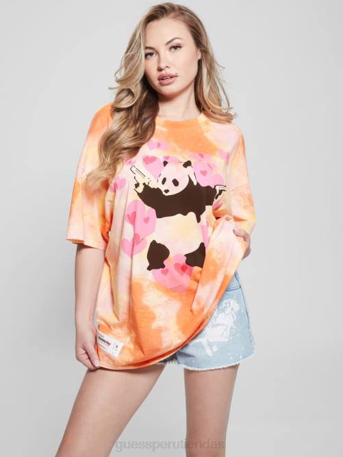 GUESS camiseta extragrande con diseño de panda mujer 0P8X1062 granizado de naranja multi vestir