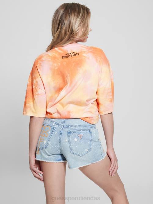 GUESS camiseta extragrande con diseño de panda mujer 0P8X1062 granizado de naranja multi vestir