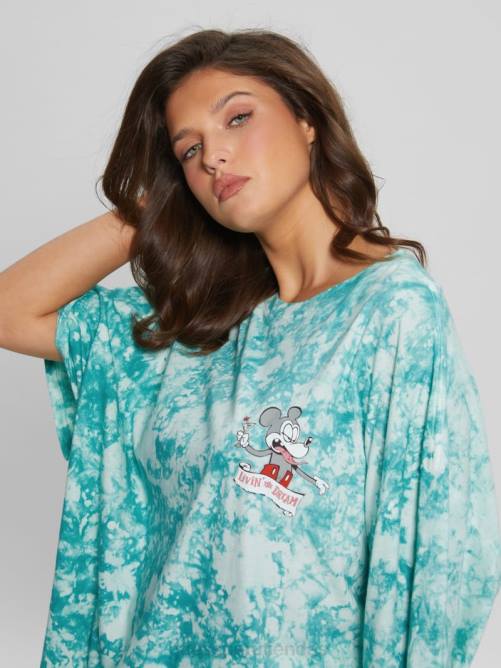 GUESS camiseta extragrande con ratón martini mujer 0P8X1074 agua del caribe multi vestir