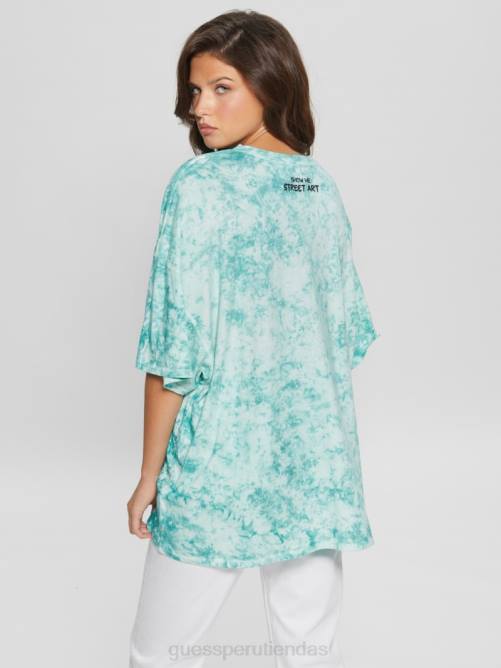 GUESS camiseta extragrande con ratón martini mujer 0P8X1074 agua del caribe multi vestir