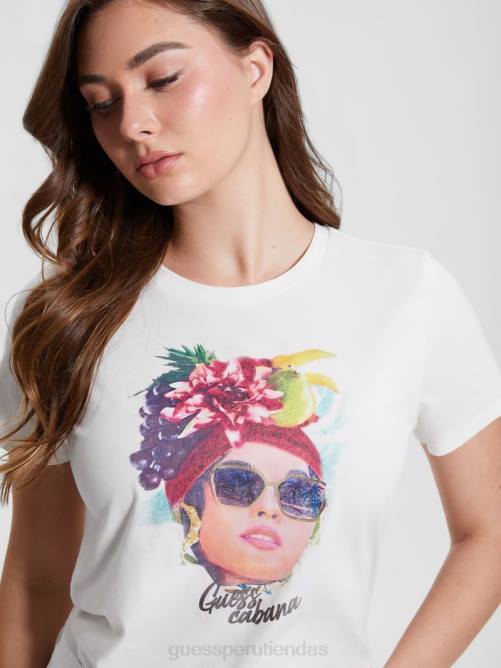 GUESS camiseta fácil de cabaña ecológica mujer 0P8X1187 blanco crema vestir