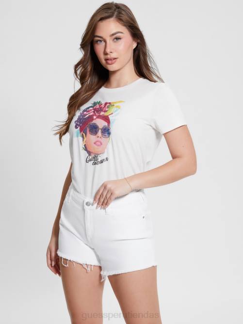 GUESS camiseta fácil de cabaña ecológica mujer 0P8X1187 blanco crema vestir