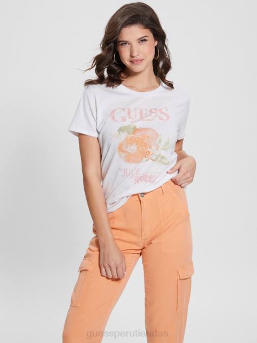 GUESS camiseta fácil de frutas mujer 0P8X951 blanco puro vestir
