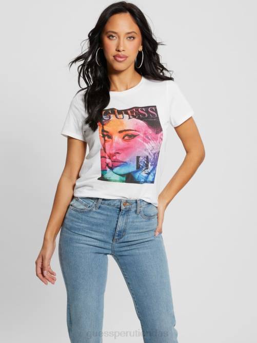 GUESS camiseta fácil de la revista ombre mujer 0P8X1538 blanco puro vestir