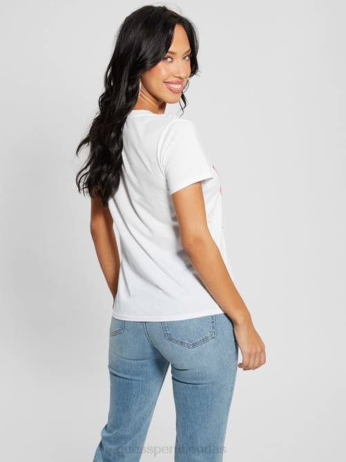 GUESS camiseta fácil de la revista ombre mujer 0P8X1538 blanco puro vestir
