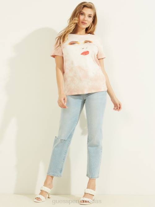 GUESS camiseta fácil de mirar las estrellas mujer 0P8X1533 rosas rosadas múltiples vestir