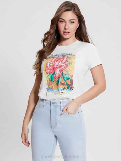 GUESS camiseta fácil rosa positano mujer 0P8X1071 blanco crema vestir