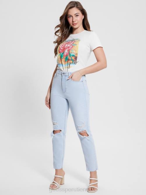 GUESS camiseta fácil rosa positano mujer 0P8X1071 blanco crema vestir