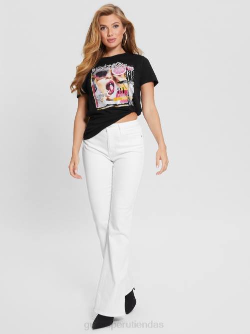 GUESS camiseta gráfica de revista maravillosa mujer 0P8X1157 negro vestir