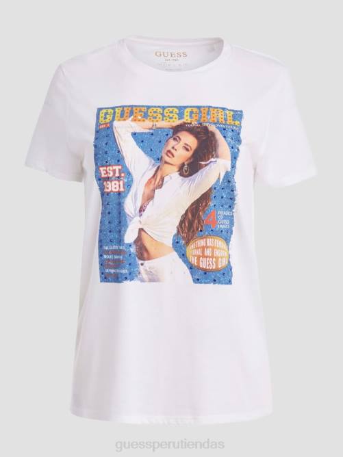 GUESS camiseta gráfica fácil para niña mujer 0P8X1102 blanco puro vestir