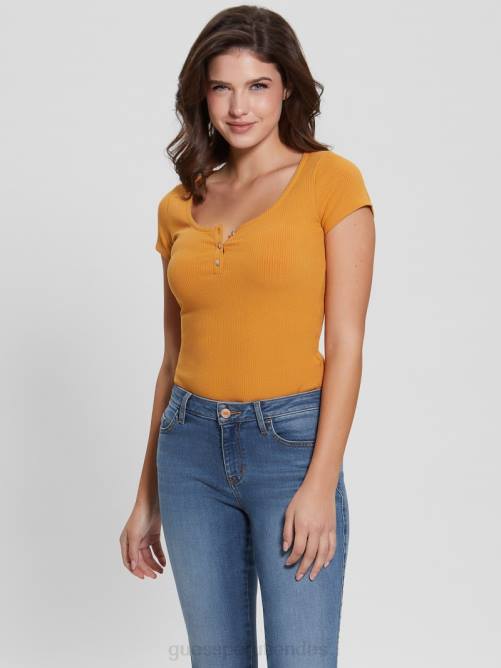 GUESS camiseta henley eco karlee mujer 0P8X1099 carga de oro vestir