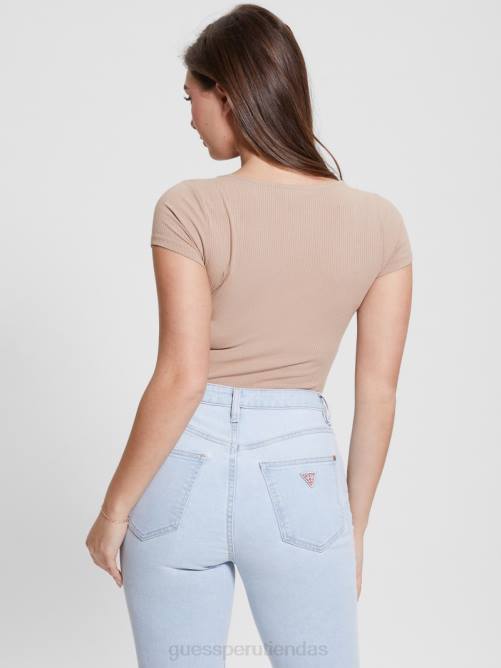 GUESS camiseta henley eco karlee mujer 0P8X1449 Ron blanco vestir