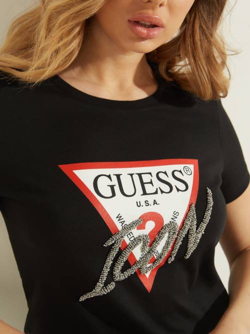 GUESS camiseta icono mujer 0P8X1723 negro vestir