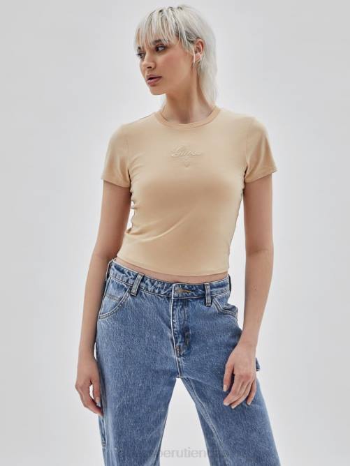 GUESS camiseta para bebé con logo original mujer 0P8X1378 camafeo beige vestir